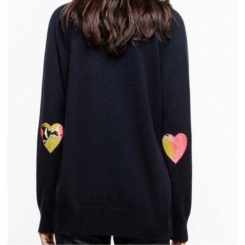 Zadig & Voltaire Alexa Patch Sweater 100% Cashmere‎ XS Navy French Luxury